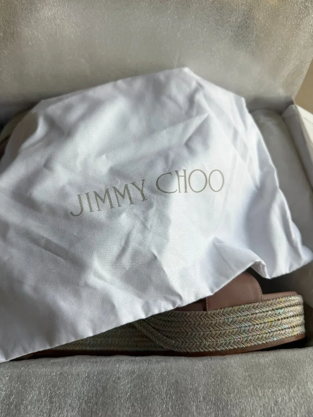 NWT Jimmy Choo- Dovina 100 Ballet Pink Mix, Metallic Braided 4